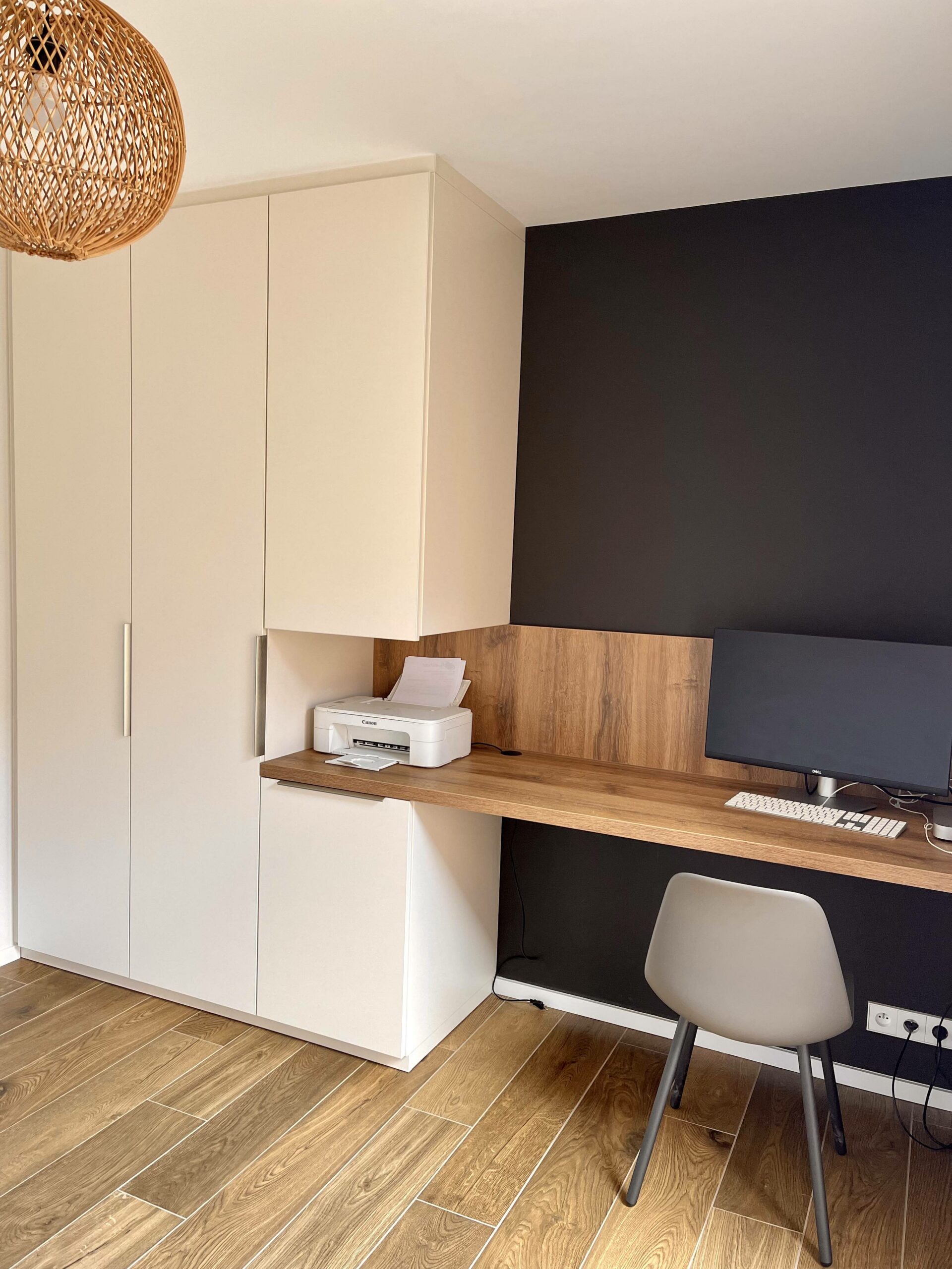 Bureau avec rangement beige